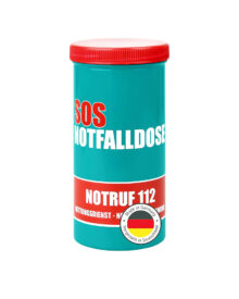 Eine Notfall Dose mit dem Schriftzug "Notruf 112"