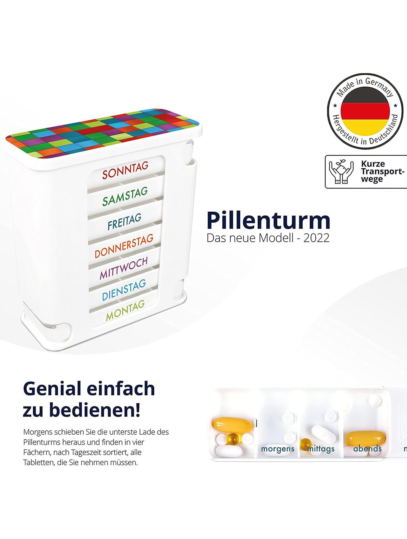 Tablettenbox in der Farbe bunt - Modell 2022