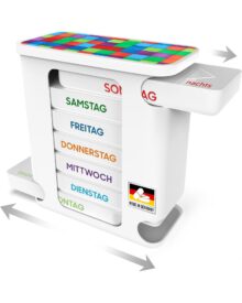 kerpers-bunt-7-tage-pillendose-tablettenbox-tablettendose-medikamentenbox-hergestellt-in-deutschland-organizer-morgens-mittags-abends-pillen-große-tabletten-medikamente Schachteln oben gefüllt einführen und unten herausziehen