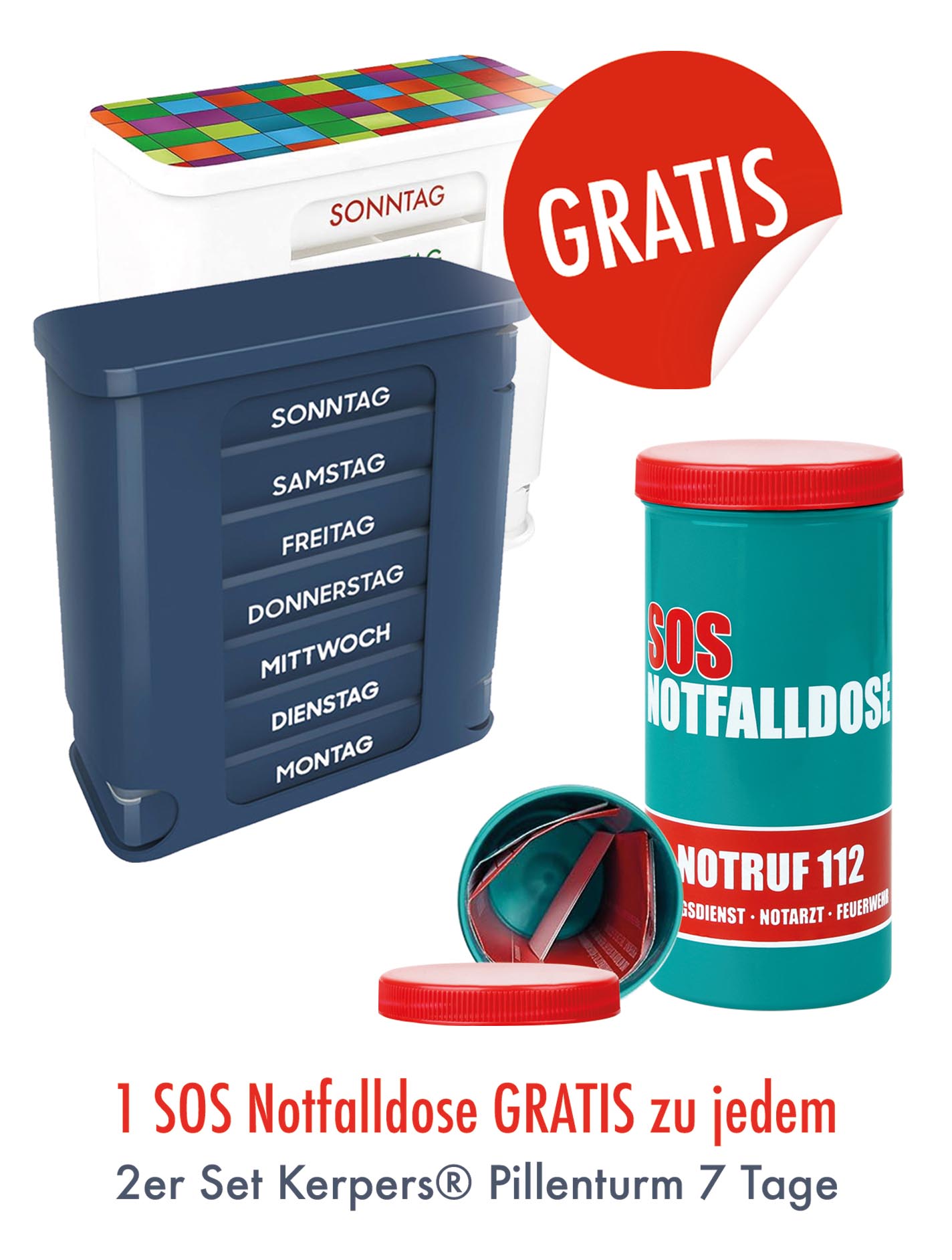 2er Set KAUFEN - 1 Notfalldose GRATIS! (blaugrau/bunt)