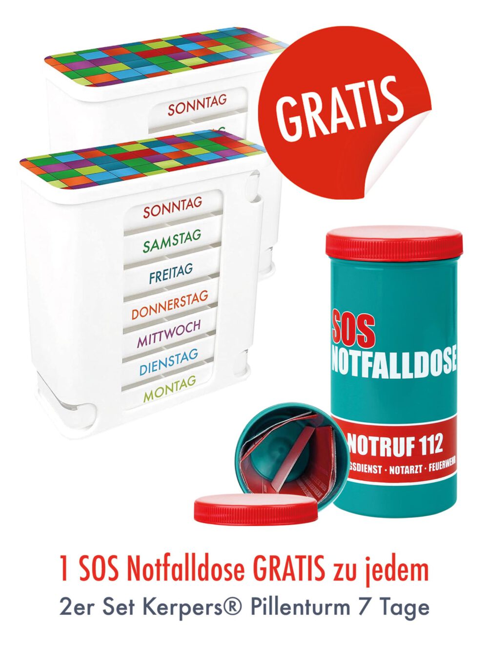 2er Set KAUFEN - 1 Notfalldose GRATIS! (bunt/bunt)