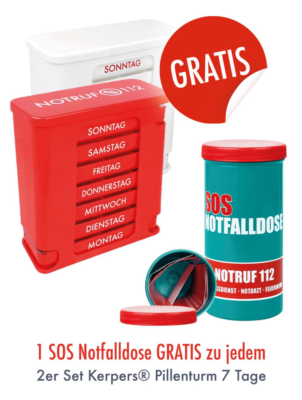 2er Set KAUFEN - 1 Notfalldose GRATIS! (rot/weiss)