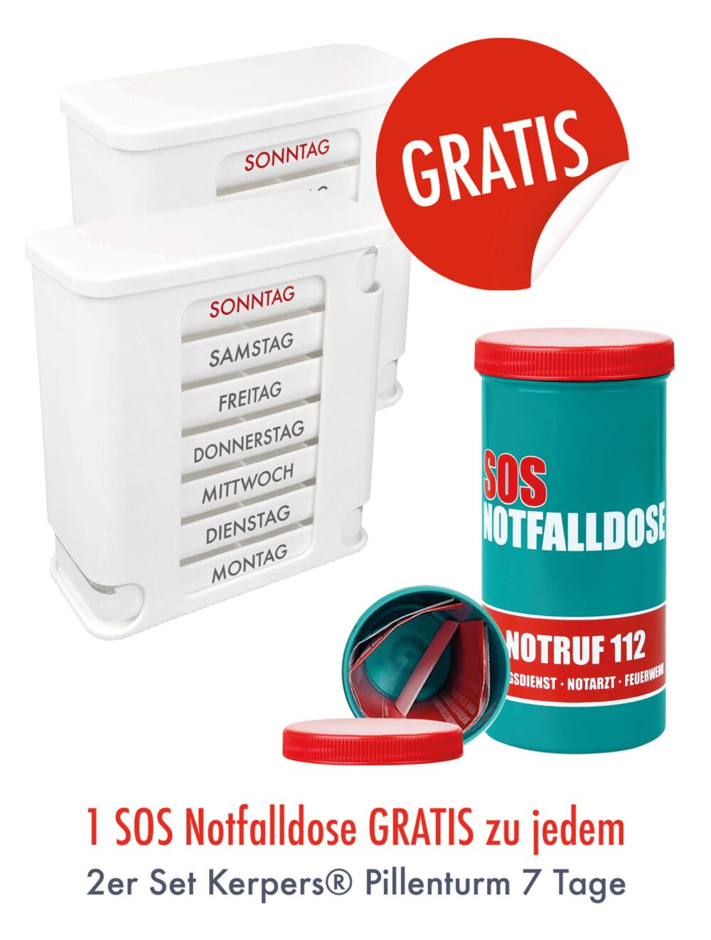 2er Set KAUFEN - 1 Notfalldose GRATIS! (weiss/weiss)