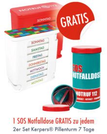 2er Set KAUFEN - 1 Notfalldose GRATIS! (bunt/rot)