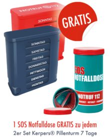 2er Set KAUFEN - 1 Notfalldose GRATIS! (blaugrau/rot)