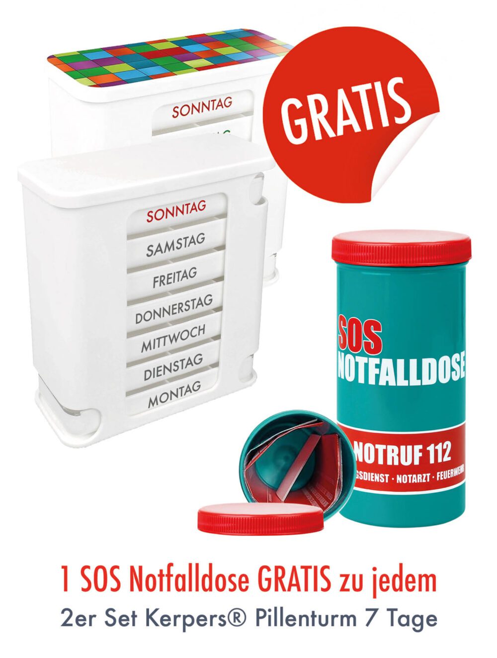 2er Set KAUFEN - 1 Notfalldose GRATIS! (weiss/bunt)